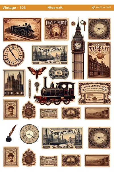 MirayDesign قطعة واحدة من الملصقات ذات الطابع العتيق (12 × 17 سم) للمجلة والد...