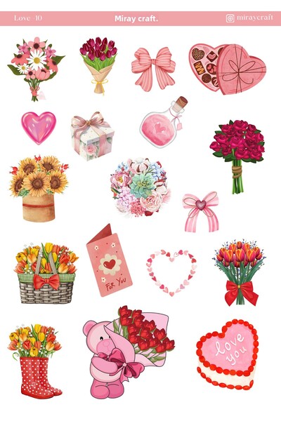 MirayDesign 1 Piece Love Themed Sticker (12X17 cm) for Bullet Journal, Scrapbook, Agenda and Planner