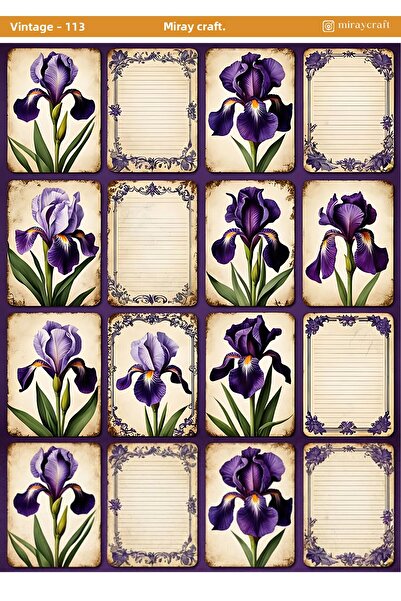 MirayDesign 1 Piece Vintage Themed Sticker (12X17 cm) for Bullet Journal, Scrapbook, Agenda and Planner