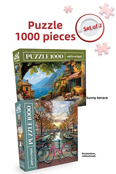 Neverland 2 Pcs 1000 Piece Puzzle- Amsterdam and Sunny Terrace
