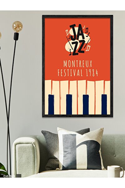 CeSht Pictură într-o singură bucată cu cadru din lemn negru pentru festivalul de jazz