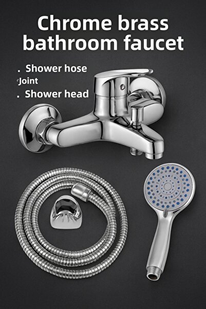 SUVİA خلاط حمام من الكروم مع مجموعة دش متعددة الوظائف تشمل 5 وظائف وخرطوم ووص...