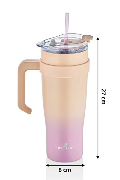 safestore 304 Quality Stainless Steel 1000 ml Thermos with Straw Double Layer Color Transition, Leakproof Cup