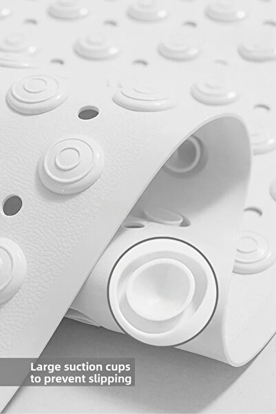 MAİN SHOP Covoraș cu puncte de masaj cu ventuze și scurgere de apă pentru baie, duș, cadă 69,5 x 36 cm