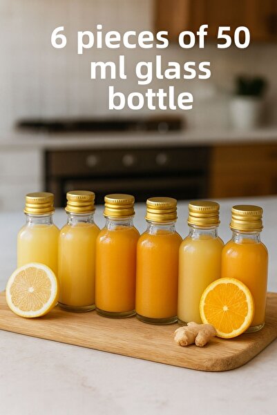 Rotanev 6 Pieces Transparent Glass Shot Bottle Leakproof Gold Metal Cap Gift ...