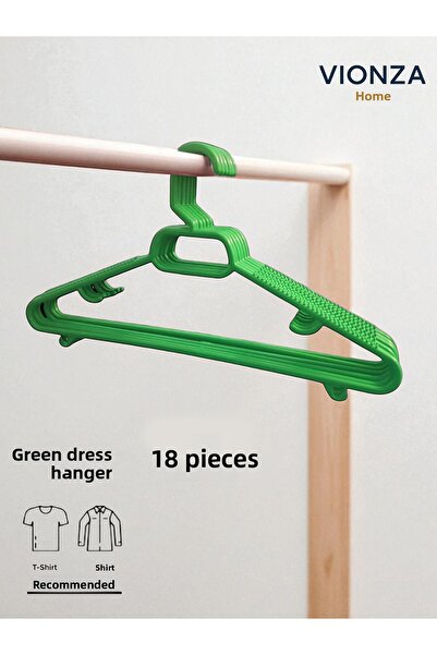 vionza شماعات ملابس سوداء، مجموعة من 18 قطعة، 18 شماعة قمصان بلاستيكية سوداء