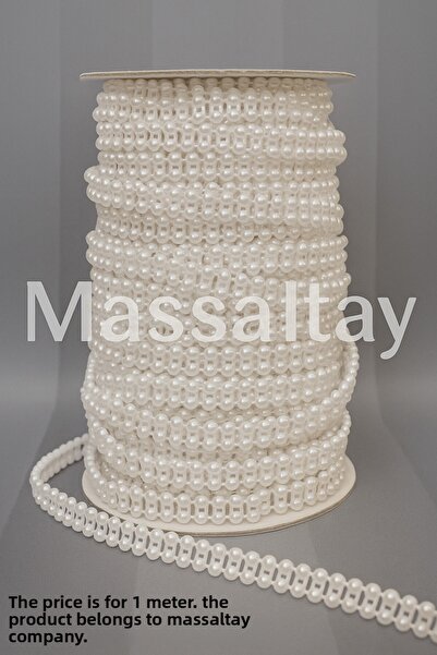 Massaltay Διπλή σειρά λευκών πέρλες πλαστικές χάντρες 1 μέτρο – Διακοσμητικό ...
