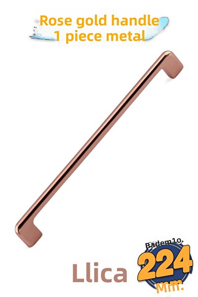 Badem10 Mâner pentru dulap din metal auriu roz 224 mm Mâner pentru sertar Ilıca Mâner pentru dulap de bucătărie Mâner pentru mobilă