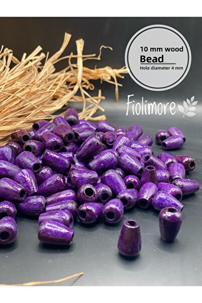 Fiolimore 10 ملم خرز خشبي بيضاوي على شكل قطرة أرجوانية (50 جرام 88 قطعة) قطر ...