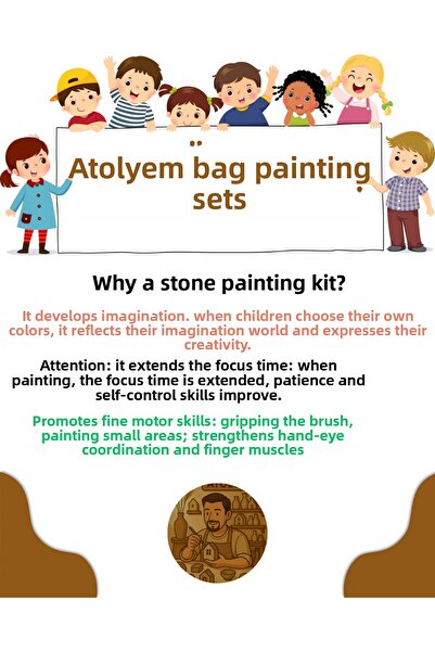 Home Stone Painting Set for Children – Space Themed + 6 Color Paints + Brush