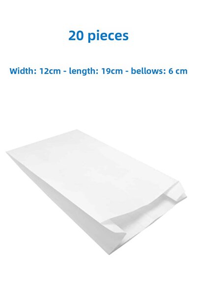 HDF PAZARLAMA 20Pcs White Small Size Gift, Choux Pouch Paper Sulfite -(En:12Cm/Boy:19Cm/Bell:6Cm)
