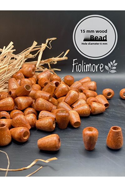 Fiolimore 15 мм кафява овална дървена мъниста (50 грама, 48 броя) Диаметър на...