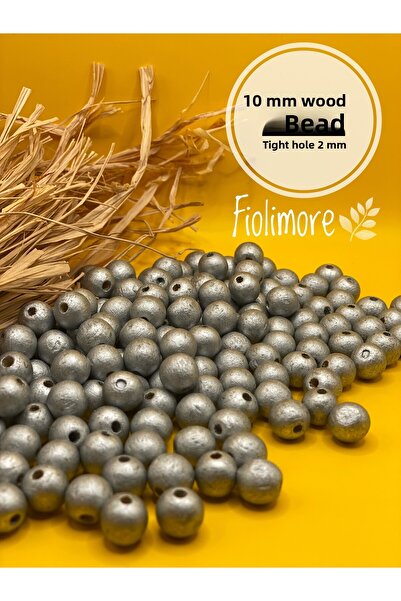 Fiolimore Mărgele din lemn gri argintiu de 10 mm (50 grame 114 bucăți) Diamet...