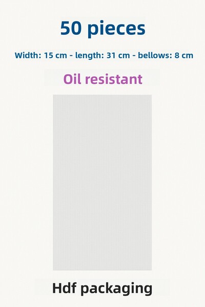 HDF PAZARLAMA 50 Pieces 15X31X8 Greaseproof Paper Bags, Potato, Chips, Sandwich, Pastry, Pastry, Cookies, Gift