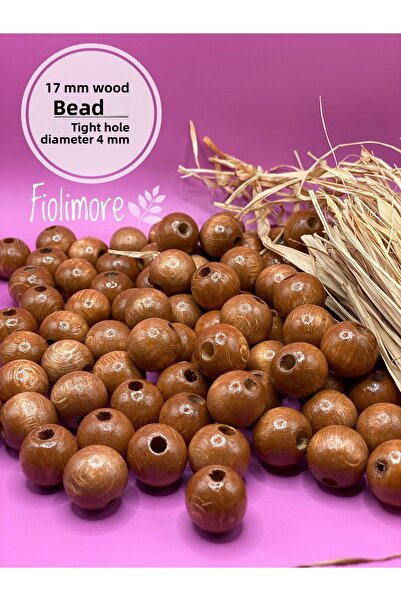 Fiolimore Mărgele din lemn maro maro de 17 mm (50 grame 30 bucăți) Diametru g...