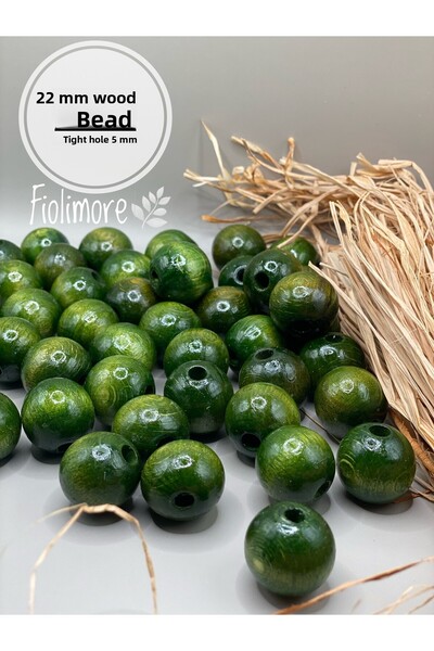 Fiolimore 22 χιλ. Χακί πράσινες ξύλινες χάντρες (50 γραμμάρια 15 τεμάχια) Στε...