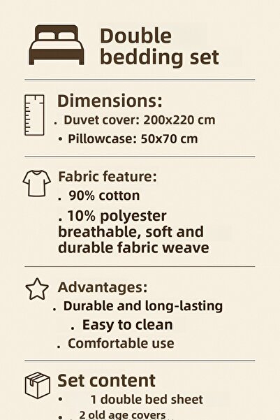 Madame Home 200*220 Double Duvet Cover Set Without Sheets 2Pcs 50*70 Pillowcases 90% Cotton Fabric