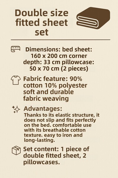 Madame Home Double Fitted Sheet Set Black Heart Patterned Corner Depth 33cm