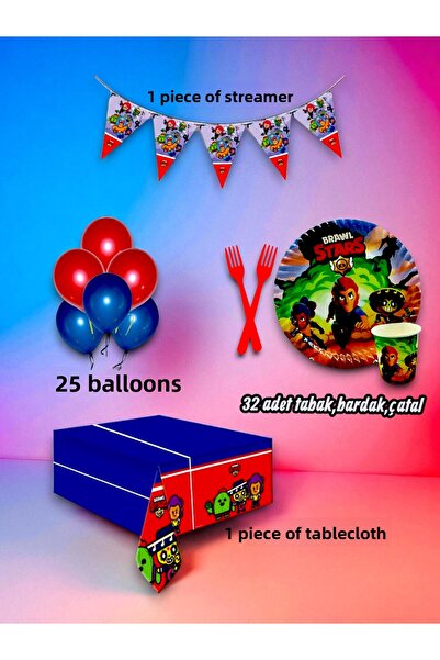 partylady مجموعة صغيرة بتصميم براول ستارز تتسع لـ 32 شخصًا - لحفلات أعياد الم...