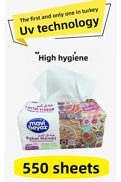 Mavi beyaz Practical Package Pull-Out Wipes - Napkin 550 Sheets