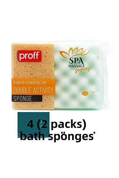 MUBX 4 قطع من إسفنجات الاستحمام للتدليك، إسفنجات سبا للحمام، إسفنجات علاجية ل...