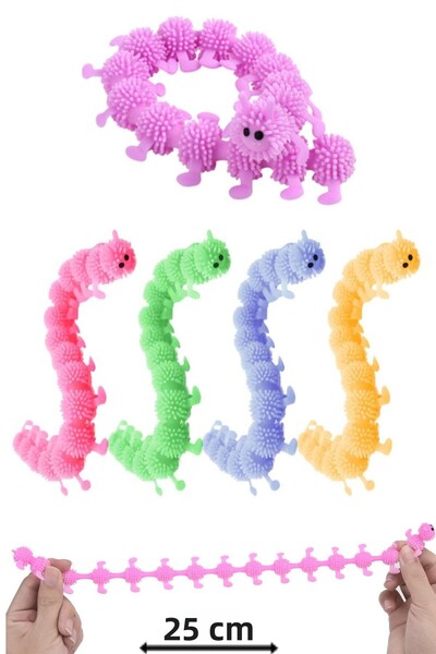 Bundera 1Pc Caterpillar Toy Squishy Sensory Toy Stretchy Hand Exercise Soft Pool, Bathtub Toy 25 cm