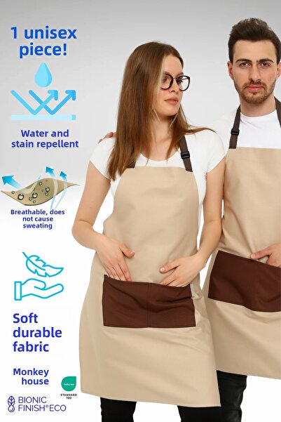 Monki Haus مريلة سوداء مقاومة للبقع للمقهى، وباريستا، ومصفف الشعر، والمطبخ، و...