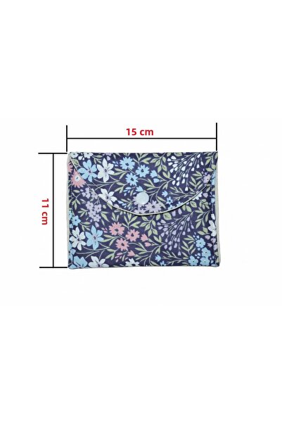 Akabi 100% Cotton Poplin Snap Fastener Fiber and Lined Pad Hygiene Bag Mini Wallet Bag Organizer