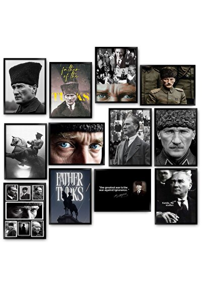 TABLOX Mustafa Kemal Atatürk 12 Piece Wooden Mdf Decorative Painting Set
