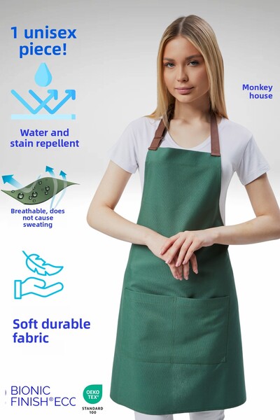 Monki Haus مآزر مقاومة للماء والبقع - بلو كافيه، باريستا، مصفف شعر، مطبخ، طها...