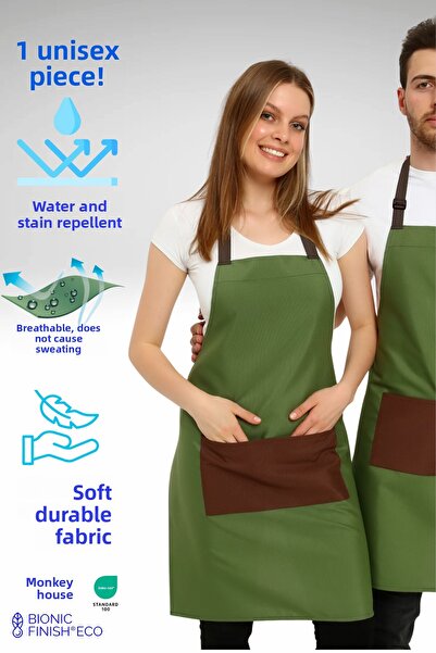 Monki Haus مريلة سوداء مقاومة للبقع لرسام المطبخ ورسام الزهور