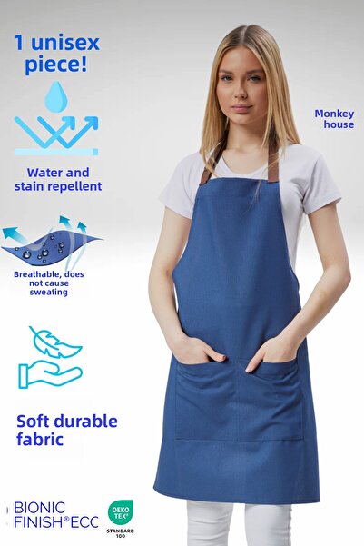 Monki Haus مآزر مقاومة للماء والبقع - بلو كافيه، باريستا، مصفف شعر، مطبخ، طهاة، طهاة، رسام ومتاجر زهور