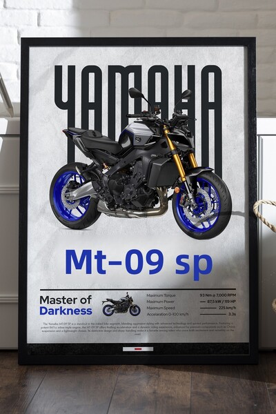 Duvarda Poster cu cadru din lemn negru Yamaha MT-09 SP, pictură decorativă de...