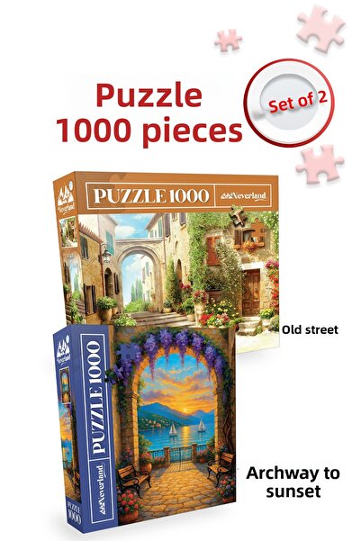 Neverland 2 Pcs 1000 Piece Puzzle - Old Street and Belt-Pedded Parade Route a...
