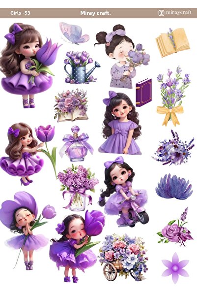 MirayDesign 1 autocolant cu ilustrație anime cu tematică pentru fete (12x17 c...