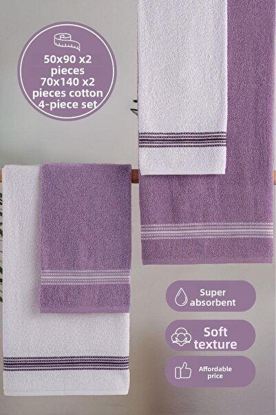 MODALİN 50x90 + 70x140 cm Elvin 4dílná sada osušek Lila - bílá