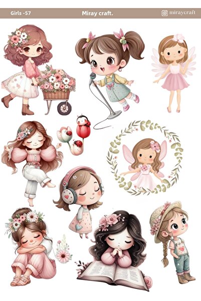 MirayDesign 1 autocolant cu ilustrație anime cu tematică pentru fete (12x17 c...