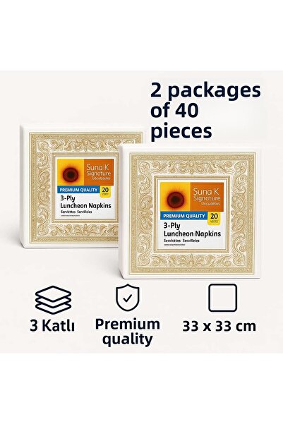 CKM silikon مجموعة سونا كيه المميزة – مناديل مزخرفة فاخرة من 3 طبقات (عبوتان ...