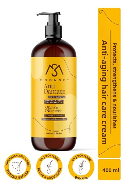 moonset كريم العناية بالشعر المضاد للتلف – كريم مرمم ومرطب مدعوم بالكولاجين والكيراتين (400 مل)