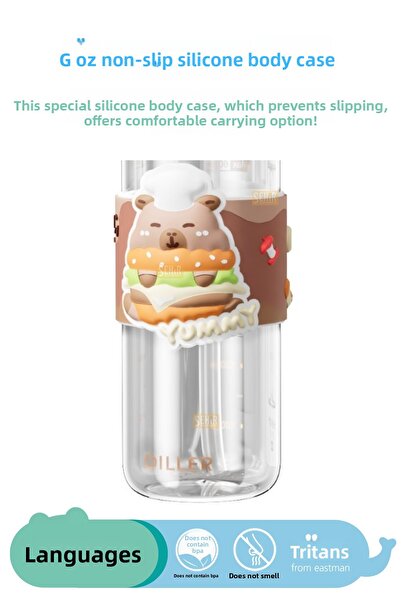 DILLER 600ml New Collection Cute Animals Fancy Tritan Kids Water Bottle With/Without Straw with Hand Strap
