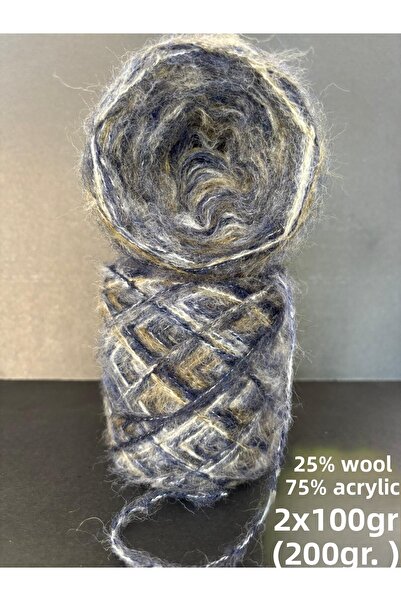 Ana&Kuzusu İplik Albastru închis, verde, crem grosime medie (25% lână 75% acr...
