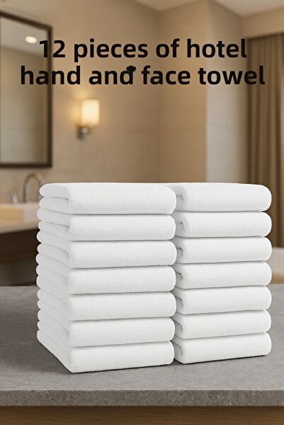 MEŞELİ TEKSTİL Σετ 12 Πετσέτες Ξενοδοχείου για Χέρια, Πρόσωπο και Μαλλιά 50x90 |   Γρήγορο στέγνωμα, ανθεκτικό