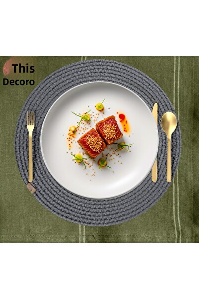 BUTSHIRT Wicker Jute Placemat Set of 6 American Style'Anthracite' Knitted under Plate Mats