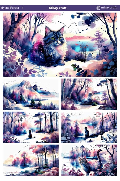 MirayDesign 1 foaie de autocolant tematic Ilustraston Pădurea Misterioasă, 12...