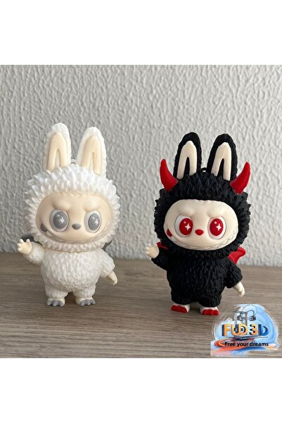 Fud3D دمية لابوبو مزدوجة العينين المتحركة بطول 12 سم، سلسلة مفاتيح، زينة للحق...