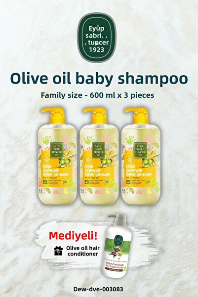 Eyüp Sabri Tuncer شامبو أطفال بزيت الزيتون 600 مل × 3 وبلسم مع هدية