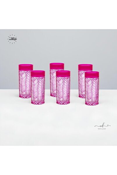 AKDEN STORE Colorful 6-Piece Crystal Decor Water Glass, Soft Drink Glass