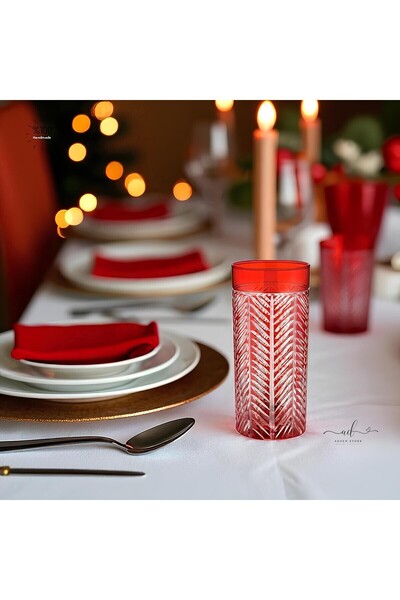 AKDEN STORE Colorful 6-Piece Crystal Decor Water Glass, Soft Drink Glass