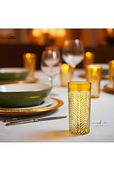 AKDEN STORE Colorful 6-Piece Crystal Decor Water Glass, Soft Drink Glass