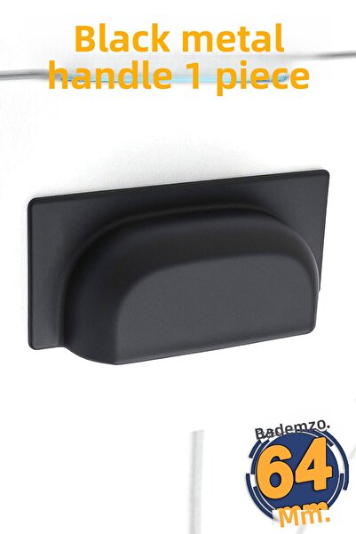 Badem10 Vira Black 64 mm Mâner metalic modern pentru mobilă, sertar, dulap, m...